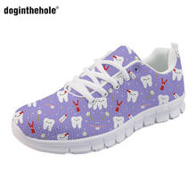 Doginthehole Cute Dentist Print Flats Sneakers Women Cartoon Female Light Comfortable Walking Shoes Woman Dentista Mesh Footwear 2024 - buy cheap