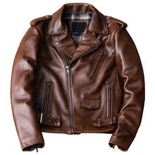 New Arrivals Mens Genuine Leather Jacket Coat Vintage Brown Cowhide Aviator Coat Winter Men Fashion Jacket Plus Size Topcoat 2024 - buy cheap