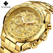 Relogio Masculino Wrist Watches Mens 2020 Top Brand Luxury WWOOR Golden Chronograph Men Watches Gold Big dial Male Wristwatch 2024 - buy cheap