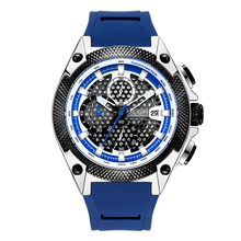Часы MEGIR мужские спортивные, брендовые Роскошные светящиеся водонепроницаемые кварцевые с синим силиконовым ремешком 2024 - купить недорого