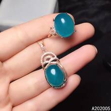 KJJEAXCMY Fine Jewelry 925 Sterling Silver Inlaid Natural Amazonite Female Ring Pendant Set Luxury Supports Detection 2024 - buy cheap