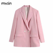 2021 Women Autumn Fashion Double Breasted Pink Blazers And Jackets Spring Work Office Lady Suit Business Female Blazer Coat 2024 - buy cheap
