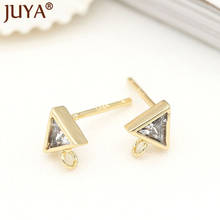 Korean Mini Triangle Earring Makings DIY Inlay Zirconia Earrings Finding Jewelry Supplies For Hanmade Accessories 2024 - buy cheap