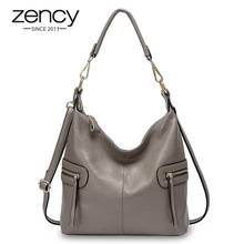 Zency Charm Purple 100% Genuine Leather Fashion Women Shoulder Bag Both Sides Zipper Pockets Lady Crossbody Purse Black Handbag 2024 - buy cheap