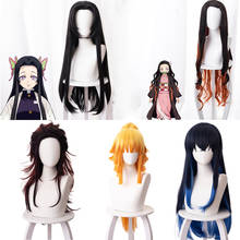 Anime Demon Slayer Nezuko Tanjirou Kamado Kimetsu no Yaiba Tomioka Giyuu Inosuke Cosplay Wigs Zenitsu Agatsuma Golden Long Hair 2024 - buy cheap