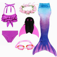 Girls Mermaid Tail with Monofin Bikini Bathing Suit 6PCS High Quality Children Ariel the Little Costume Swimmable  Kids Swimsuit 2024 - buy cheap