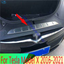 Guarnição para placa de porta-malas, vidro frontal externo de aço inoxidável para tesla model x 2016 2017 2018 2024 - compre barato