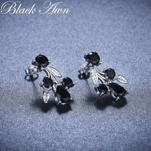 Simple 100% Genuine 925 Sterling Silver Jewelry Black Spinel Stone Star Cute Party Stud Earrings for Women Bijoux Femme I076 2024 - buy cheap