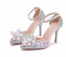 7 cm 9 cm Wedding Shoes Bride Women Summer Sandals Crystal News Lady Big Size High Heels Princess Shoes Silver Colorful Shoe 2024 - buy cheap