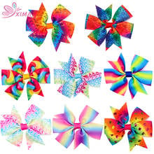 XIMA 8pcs/lot 3inch Hair Bow Unicorn Hair Clip Children Hairpin Girl Headdress Rainbow Bows Hairclips Party Hair Accessories 2024 - buy cheap