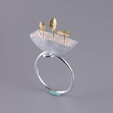 FNJ-anillos de plata 925 para mujer, Color dorado, flor, tamaño ajustable 100% Original, S925, joyería fina 2024 - compra barato