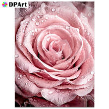 Алмазная картина, полностью квадратная/круглая дрель, розовые розы, цветок 5D Daimond, вышивка крестиком, Хрустальная мозаика, декор Z220 2024 - купить недорого