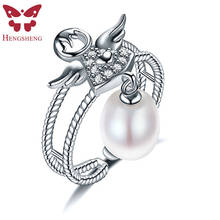 Angel 100% Genuine Natural Drop Pearl Ring, 925 Sterling Silver Rings for Women Wedding Ring Wedding Rings Silver 925 Jewelry 2024 - buy cheap