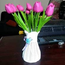 Пластиковые вазы имитация ротанга корзина сушеные цветочные вазы цветочный горшок DIY настольные вазы для украшения комнаты домашний декор 2024 - купить недорого