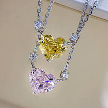 Роскошные 925 стерлингового серебра ожерелье 3ct сердце с бриллиантами свадебные ожерелье с подвеской для женщин топаз драгоценный камень, ювелирное изделие, подарок 2024 - купить недорого