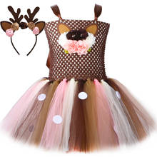 Платье-пачка с рождественским оленем, платья на день рождения для маленьких девочек, платье из тюля с цветами, Пурим, костюм для косплея с животными на Хэллоуин, детская одежда 2024 - купить недорого