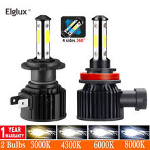 Pcs 360 Graus 4 2 Lados LEVOU 16000LM H7 H8 H9 9005 HB3 9006 HB4 H11 Lâmpada LED Auto Farol Do Carro 6000K Luz de Nevoeiro 12V 6000K 4300K 2024 - compre barato