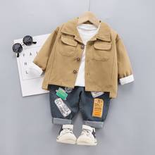 LZH 2021 Autumn Children Clothing Casual Long-Sleeved Jacket Denim Trousers 3Pcs Suit Fashion Kids Baby Boys Clothes Set 1-4Y 2024 - buy cheap