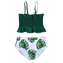 2021 Summer 2 PCS Toddler Kids Girls Swimsuit Ruffles Bikini Set Swimwear Beach Sport Halter Top Diving Surfing Clothes 2024 - buy cheap