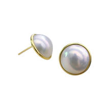 NYMPH Genuine 18K Gold AKOYA Seawater Mabe Pearl Earrings Pure AU750 Fine Jewelry For Women Engagement Gift E500 2024 - buy cheap