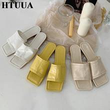 HTUUA/женские летние шлепанцы; Модные брендовые дизайнерские пляжные сандалии; Шлепанцы с открытым носком на плоской подошве; Повседневные шлепанцы; SX3976 2024 - купить недорого