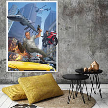 Gta 5 san andreas vice cidade impressão da arte da lona do vintage pintura poster parede fotos para o quarto decoração casa decoração da parede sem moldura 2024 - compre barato