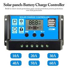 Controlador de carga Solar automático, 60A/50A/40A/30A/20A/10A, 12V, 24V, controladores PWM, LCD, doble USB, salida de 5V, regulador de Panel Solar PV 2024 - compra barato