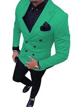 2020 novo terno masculino verde duplo-breasted 2 peças terno notch lapela blazer jaqueta tux & calças para capina, festa 2024 - compre barato