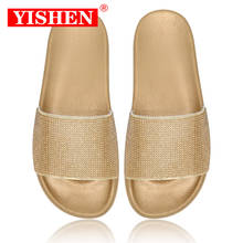 YISHEN Luxury Designer Women Rhinestone Slippers Platform Fashion Crystal Slides Outside Sexy Shoes Ladies Summer Wholesale Flat 2024 - buy cheap