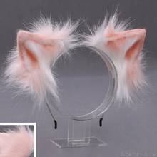 Furry Plush Foldable Wolf Cat Ears Headband Contrast Color Simutation Animal Hair Hoop Japanese Kawaii Cosplay Headpiece F17 21  2024 - buy cheap