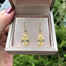 Luxury Yellow AAA Zircon Drop Earrings For Women Wedding Ladies Dangle Earrings pendientes mujer Gold Jewelry For Girls Gift 2024 - buy cheap