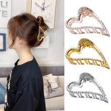 Trendy Crab Hair Metal Alloy Hollow Out Love Heart Hair Claw Plating Hairpins Women Casual Holders Motion Hairpins Hair Jewelry 2024 - buy cheap