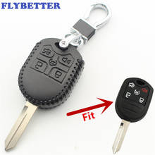 FLYBETTER Genuine Leather 5Button Remote Key Case Cover For Ford Explorer/Edge/Escape/Ranger/E150/F350/F550/E250/E350/F250  L15 2024 - buy cheap