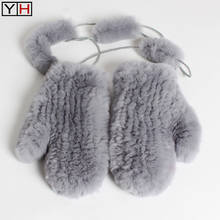 Winter Women Real Fur Gloves High Elastic Hand Knitted Authentic Rex Rabbit Fur Gloves Women 100%Natural Rex Rabbit Fur Gloves 2024 - buy cheap