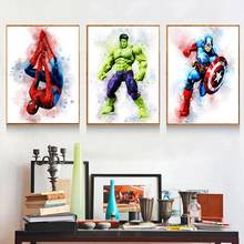 Imágenes de superhéroes de Marvel abstractas, carteles e impresiones en lienzo, pintura en la pared para decoración de habitación de bebé Kods 2024 - compra barato