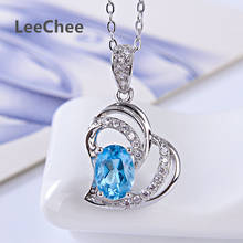Leechee natural blue topaz pendant for women birthday gift 5*7mm gemstone fashion jewelry for girl real 925solid sterling silver 2024 - buy cheap