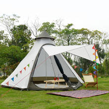 Tenda de pirâmide hexagonal para acampamento, barraca ultraleve com duas camadas separada para massagem, 4 pessoas, ambiente externo, festa de viagem para família 2024 - compre barato