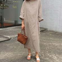 ZANZEA 2022 Stylish Solid Maxi Dress Women's Spring Sundress Casual Long Sleeve Baggy Vestidos Female O Neck Robe Oversized  2024 - buy cheap