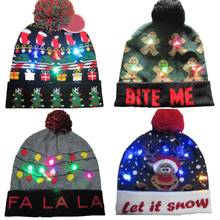 2020 новые рождественские шапки, светодиодный светильник, вязаная шапка, цветная шапка, Рождественский Санта и олень, снеговик, светильник, вязаная шапка для детей 2024 - купить недорого
