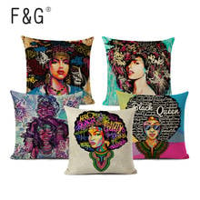 African Women's Cushion Cover Beautiful African Girl's Head Decorative Pillows Cover Linen Square Home Decor Pillowcase 2024 - buy cheap