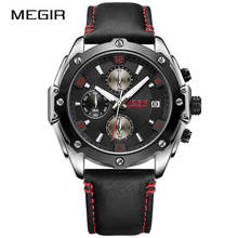 MEGIR Men Watch Top Brand Luxury Chronograph Quartz Wristwatches Military Sport Date Leather Male Clock Relogio Masculino 2020 2024 - buy cheap