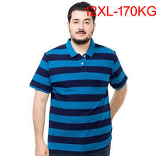 Camisas polo listradas casuais masculinas, plus size, verão, manga curta, 8xl, 10xl, 11xl, 12xl, extra grande, respirável, solto, 70, fino 2024 - compre barato