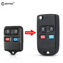 KEYYOU 10pcs Modified Folding Remote Car Key Shell For Ford Focus Escape Explorer Taurus Flip Key Fob 4 Buttons Keyless Entry 2024 - buy cheap