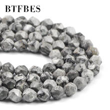BTFBES Textured BIG Faceted Map stone Natural stone Gray Spacers loose beads for Jewelry making DIY bracelet necklace Findings 2024 - buy cheap