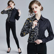 blouse women Black Elegant womens tops and blouses Floral Print blusas mujer de moda 2019 femme blusas Long Sleeve camisas mujer 2024 - buy cheap