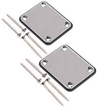 Placas de cuello de Metal para guitarra, 2 unidades, con tapete de plástico para reemplazo de guitarra eléctrica estilo Strat Tele, cromado 2024 - compra barato