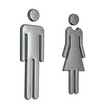 Acrylic Toilet Symbol Adhesive Backed Men And Women Unisex Bathroom Sign For Hotel Office Home Restaurant Silver 2024 - buy cheap
