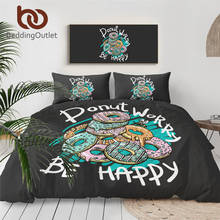 BeddingOutlet Donuts Bedding Set Sweet Bee Comforter Cover Set Colorful Bed Cover Set Delicious Dessert Bedspread Dropship 3pcs 2024 - buy cheap