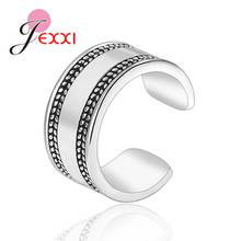 Authentic 925 Sterling Silver Smooth Retro Style Adjustable Finger Ring For Women Wedding Party Fashion Jewelry Bijoux 2024 - buy cheap