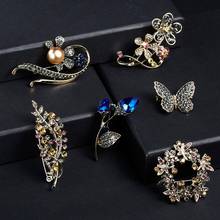 Rinhoo Fashion Jewelry Vintage Brooch Pins Rhinestone Crystal Flower Tree Plant Butterfly Brooch Animal Plant Elegant Brooch Pin 2024 - buy cheap